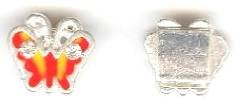 1 10x11mm Silver with Yellow/Red Epoxy Butterfly Slider