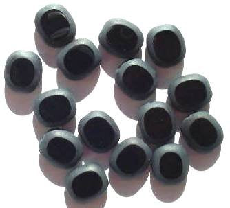 10 14mm Flat Cut Oval Window Bead Opaque Black