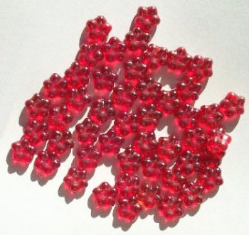 50 3x9mm Transparent Red Lustre Spacer Flower Beads