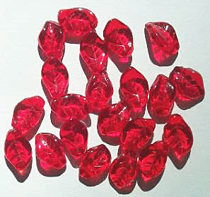 25 14mm Red Wavy Leaf Beads