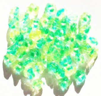 50 8mm Transparent Yellow & Green Button Flower Beads