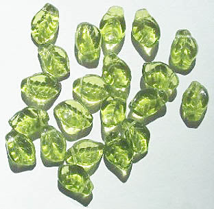 25 14mm Olive Wavy Leaf Beads