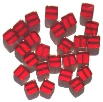 25 9x8x3mm Red with Bronze Edge Windows
