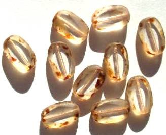 10 13x9mm Oval Clear (Angled Slice) with Speckled Edge