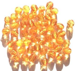 50 6mm Faceted Transparent Light Orange Firepolish Beads