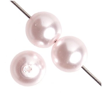 16 inch strand of 8mm Round Light Pink Glass Pearl Beads