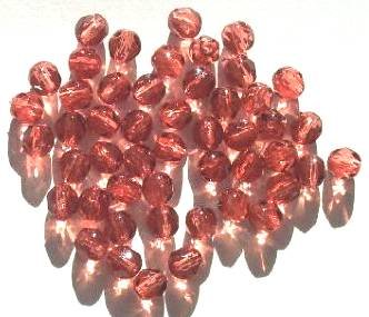 50 6mm Faceted Dusty Rose Beads