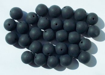 25 10mm Round Matte Black Glass Beads