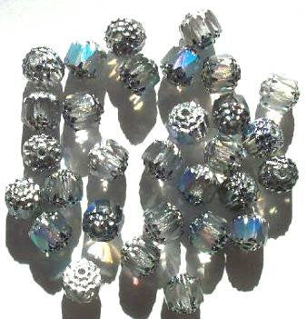 30 8mm Cathedral Crystal AB with Silver Ends