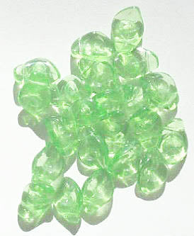 25 14mm Light Green Wavy Leaf Beads
