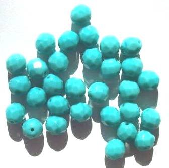 25 8mm Faceted Opaque Turquoise Firepolish Beads