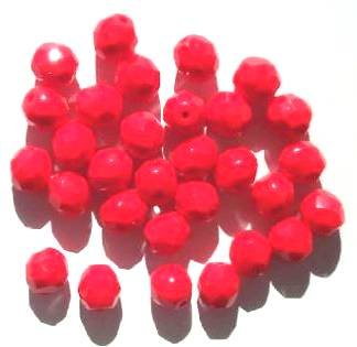 25 8mm Faceted Opaque Red Firepolish Beads