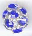 1 10mm Round Silver with Sapphire Rhinestones