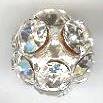 1 12mm Round Silver with Crystal Rhinestones