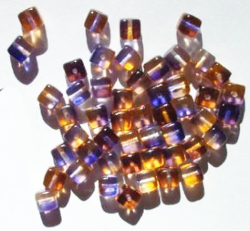 50 6x6mm Crystal, Topaz, & Purple Cube Beads