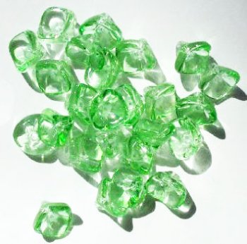 25 9mm Transparent Light Green Three Petal Flower Drop Beads