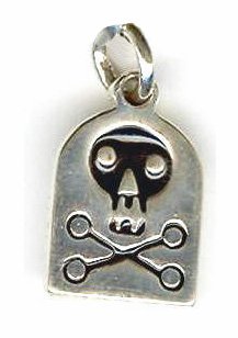 Sterling Silver 13.5x9mm Skull & Cross Bones Pendant