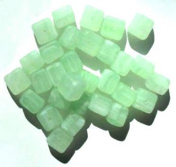 30 9x10mm Matte Green, Crystal, White Marble Cube Beads