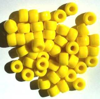 50 6x9mm Opaque Yellow Glass Crow Beads