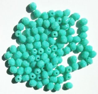 100 4mm Faceted Opaque Turquoise Firepolish Beads