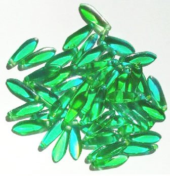 50 5x16mm Crystal, Turquoise, & Lime Dagger Beads