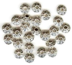 25 4x7mm UFO Antique Silver Metal Spacer with Swirl