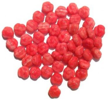 50 9mm Matte Red Marble Flower Beads