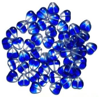 50 10mm Two Tone Crystal & Sapphire Glass Heart Beads