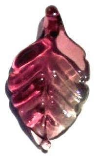1 30x16mm Amethyst Lampwork Leaf Pendant