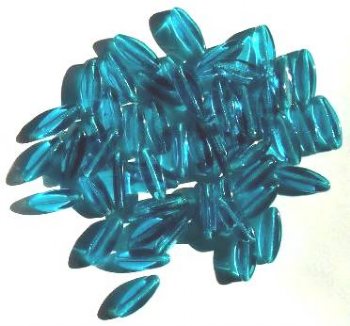 50 16x6mm Transparent Dark Aqua Narrow Flat Oval Beads