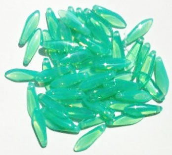 50 5x16mm Milky Green Opal Dagger Beads
