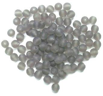 50 6mm Matte Black Diamond Round Glass Beads