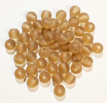 25 8mm Transparent Matte Smoke Topaz Round Glass Beads