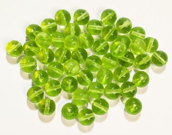 25 8mm Round Transparent Spring Green Glass Beads