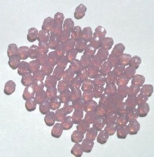 100 4mm Faceted Milky Amethyst Opal Firepolish Beads