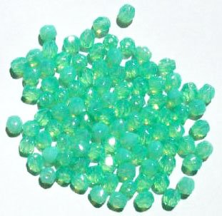 100 4mm Faceted Milky Jadeite Opal Firepolish Beads