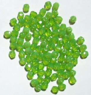 100 4mm Faceted Milky Green Apple Opal Firepolish Beads