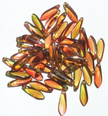 50 5x16mm Crystal, Lime, & Strawberry Dagger Beads