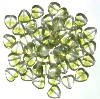 50 10mm Two Tone Crystal & Olive Glass Heart Beads