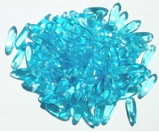 100 3x11mm Transparent Aqua Dagger Beads