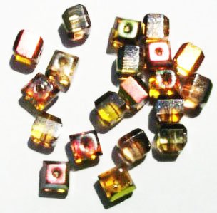 20 6mm Faceted Crystal, Yellow, & Smoke Topaz Cube Beads