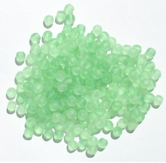 100 4mm Transparent Matte Light Green Round Glass Beads