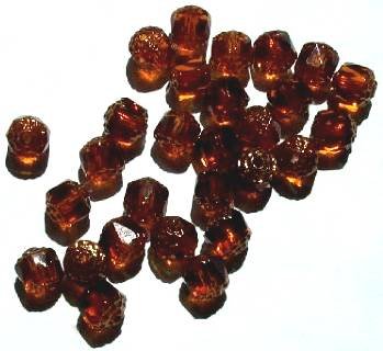 30 8mm Triangle Faceted Topaz with Antique Gold Coated Ends