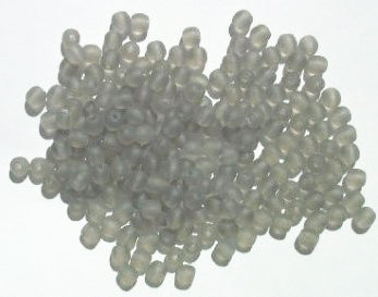 100 4mm Transparent Matte Black Diamond Round Glass Beads