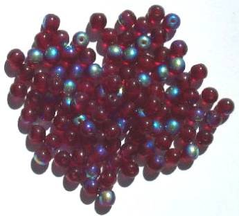 50 6mm Transparent Garnet AB Round Glass Beads
