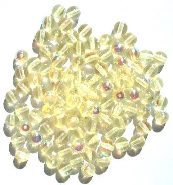 50 6mm Transparent Jonquil AB Round Glass Beads
