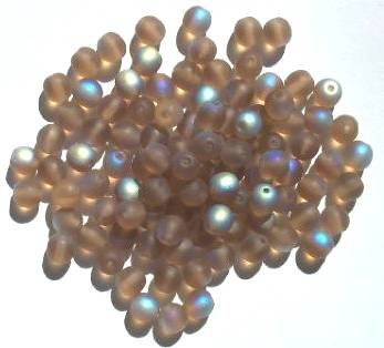 50 6mm Transparent Matte Smoke Topaz AB Round Beads