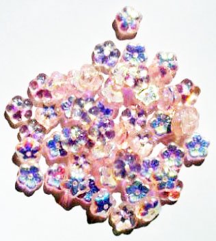 50 3x8mm Transparent Rose AB Cupped Flower Beads