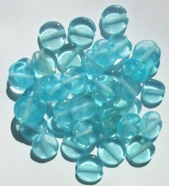 40 10mm Transparent Aqua Disk Beads