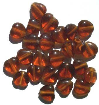 25 12mm Transparent Topaz Glass Heart Beads